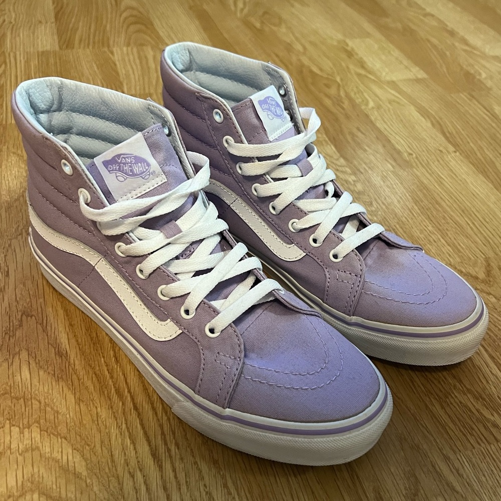 EUC Purple Lavender Vans Sk8 Hi Shoes, Size 10